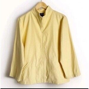 Eileen Fisher Women Jacket 1X Buttery Yellow Long Sleeve Zip Up Old Money Mb